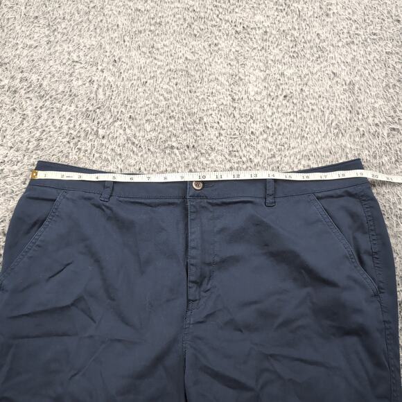 LL Bean Pants Womens 18 Blue Classic Fit Preppy Straight Chore Work Wear Crop - Picture 5 of 9